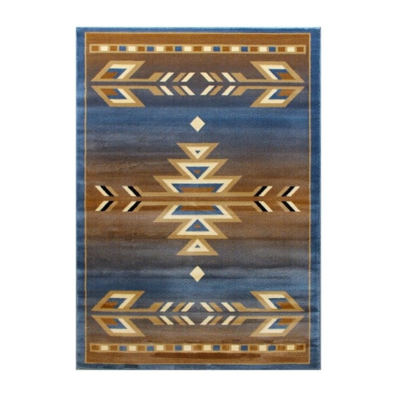 Flash Furniture Lodi Collection Southwestern 5 x 7 Blue Area Rug - Olefin Rug with Jute Backing for Hallway, Entryway, Bedroom, Living